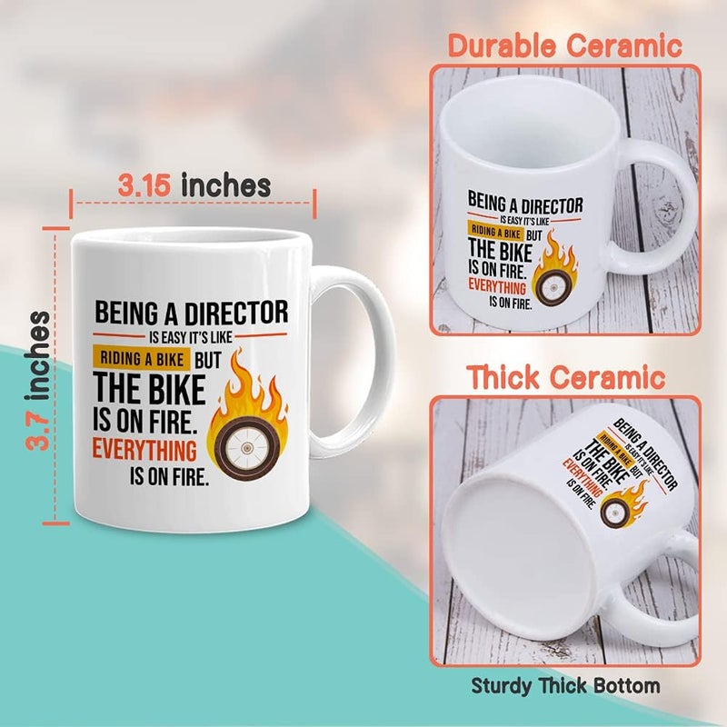 Bubble Hugs Director Coffee Mug 11 oz, Being A Director Is Easy Like Riding Bike Funny Appreciation Gift Idea for Office Boss Manager Job Career, White - Image 4